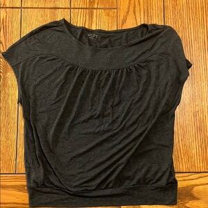 LOFT Gray Blouse with Short Sleeves
